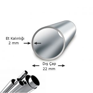 22x2mm paslanmaz boru, 22mm hidrolik boru